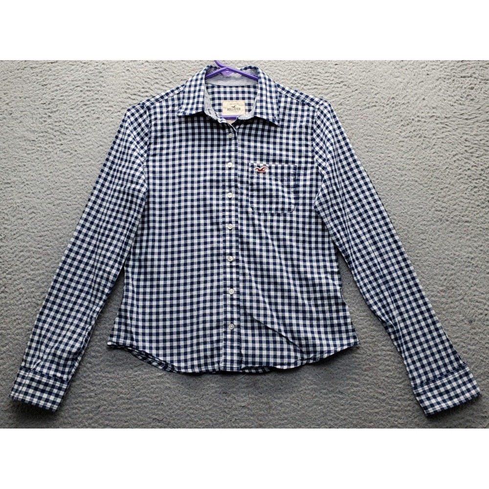 Hollister Shirt Womens S Multi Gingham Check Long Sleeve Collared Button-Down